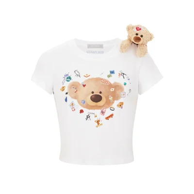 13DE MARZO Bear Stickers Top White