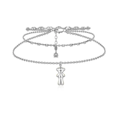 13DE MARZO Bear Hug Heart Layered Necklace Silver - Image 5