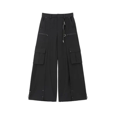 REVAN Sleek Draped Pendant Cargo Pants Black