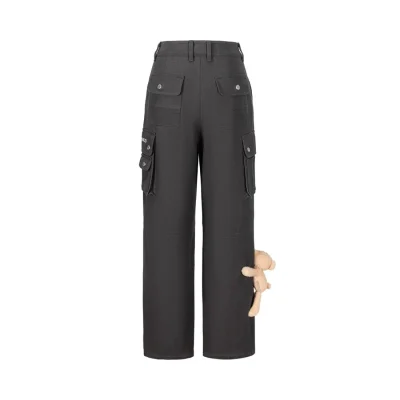 13DE MARZO Doozoo Multi-Pocket Cargo Pants Dark Grey - Image 6