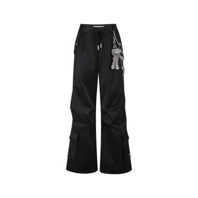 13DE MARZO Chains Parachute Trousers Black