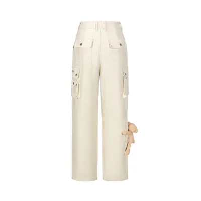 13DE MARZO Doozoo Multi-Pocket Cargo Pants Beige - Image 6