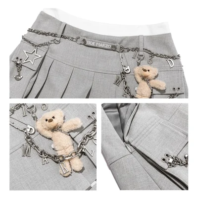 13DE MARZO Chains Multi-Pocket Skort Grey - Image 8