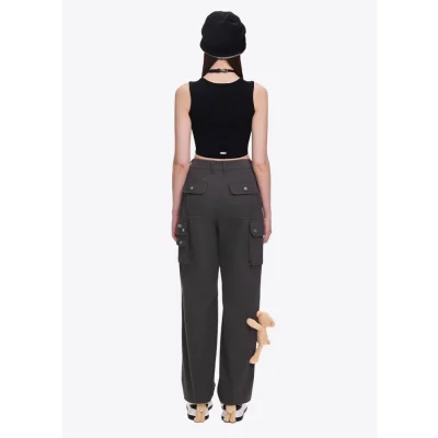 13DE MARZO Doozoo Multi-Pocket Cargo Pants Dark Grey - Image 5