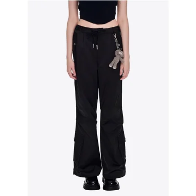 13DE MARZO Chains Parachute Trousers Black