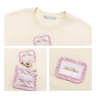 13DE MARZO Sleeping Bear T-Shirt Beige - Image 7