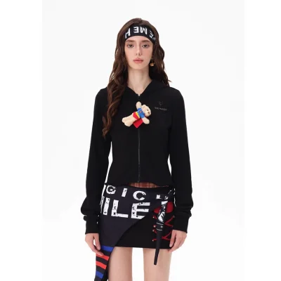 13DE MARZO Superman Bear Slim-Fit Workout Jacket Black
