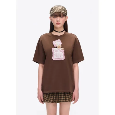 13DE MARZO Sleeping Bear T-Shirt Brown
