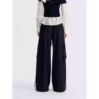 REVAN Sleek Draped Pendant Cargo Pants Black - Image 6