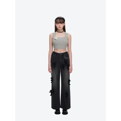 13DE MARZO Doozoo Straight Jeans Black