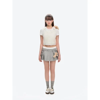 13DE MARZO Chains Multi-Pocket Skort Grey - Image 3