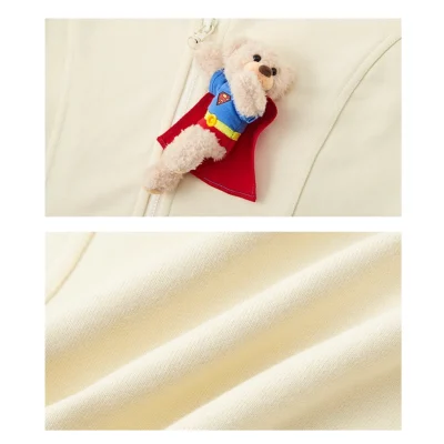 13DE MARZO Superman Bear Slim-Fit Workout Jacket Beige - Image 8