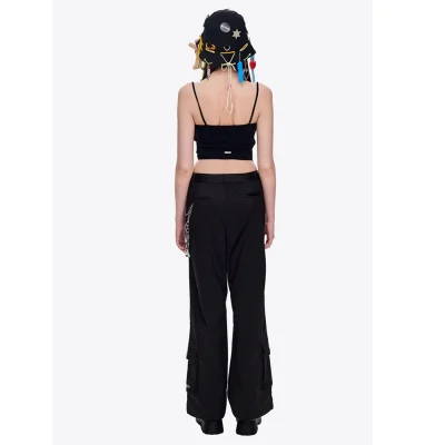 13DE MARZO Chains Parachute Trousers Black - Image 4