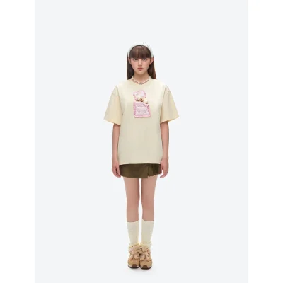13DE MARZO Sleeping Bear T-Shirt Beige - Image 3
