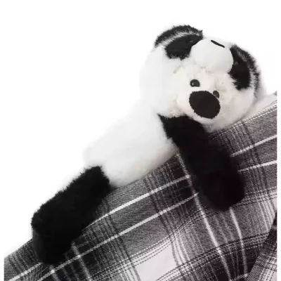 13DE MARZO Panda Bear Checkered Shirt Black - Image 7