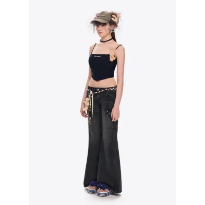 13DE MARZO Doozoo Strings Jeans Black - Image 4