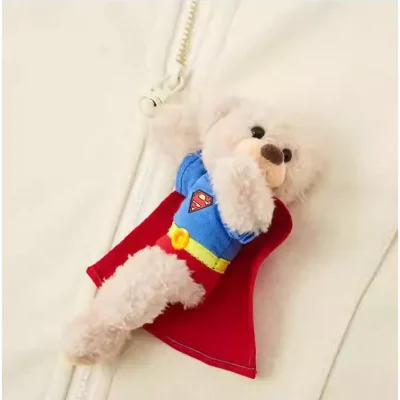 13DE MARZO Superman Bear Slim-Fit Workout Jacket Beige - Image 7