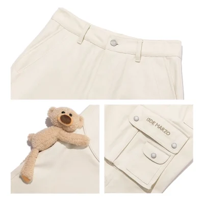 13DE MARZO Doozoo Multi-Pocket Cargo Pants Beige - Image 8