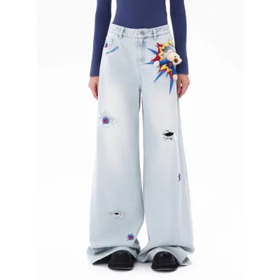 13DE MARZO Superman Bear 3D Pocket Jeans Blue