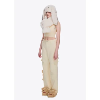 13DE MARZO Doozoo Multi-Pocket Cargo Pants Beige - Image 3