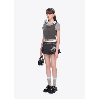 13DE MARZO Doozoo Cropped Vest Top Grey - Image 4