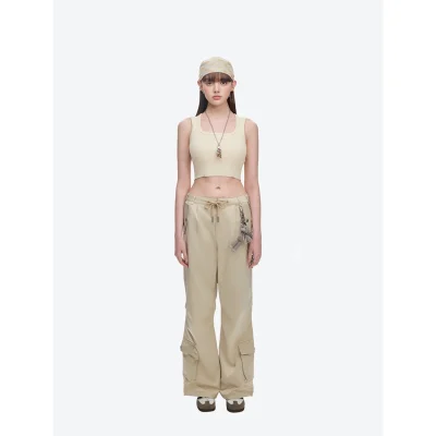 13DE MARZO Chains Parachute Trousers Khaki - Image 3