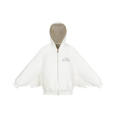 13DE MARZO Angel Devil Bear Zipped Hoodie White - Image 6