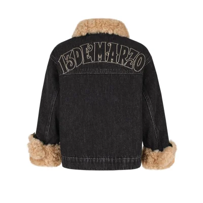 13DE MARZO BabyBear Cuffed Denim Jacket Black - Image 5