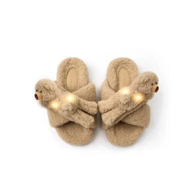 13DE MARZO Luminous Bear Criscross Slippers Khaki - Image 4