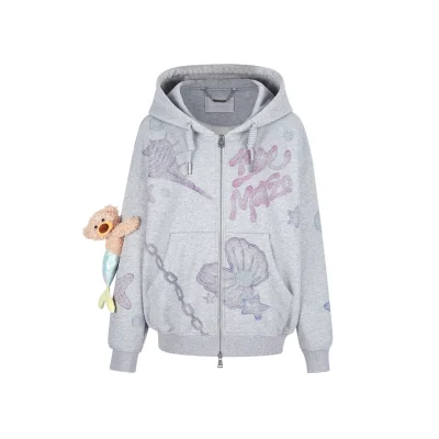13DE MARZO Under The Sea Zipped Hoodie Grey