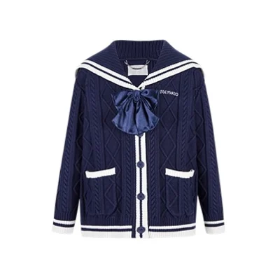 13DE MARZO Sailor Knitted Cardigan Navy Blue - Image 5