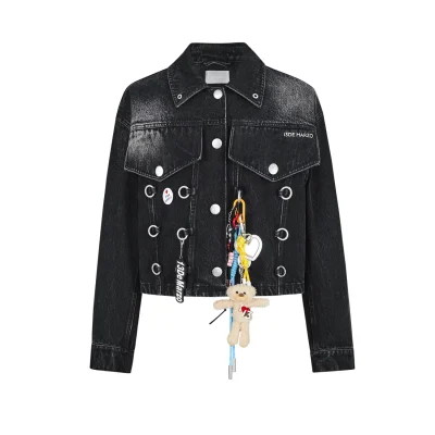 13DE MARZO Maximalist Pendant Denim Jacket Black
