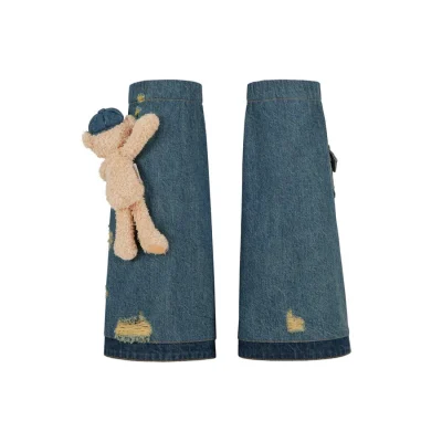 13DE MARZO Double-layer Denim Leg Warmers Blue - Image 6