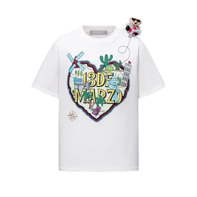 13DE MARZO Pilot Bear World Travel T-shirt White