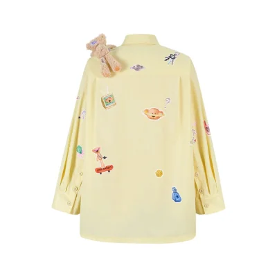 13DE MARZO Bear Stickers Shirt Yellow - Image 6
