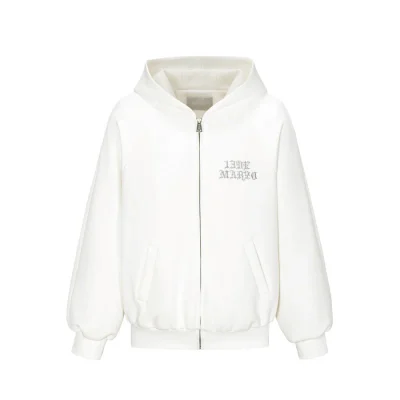 13DE MARZO Angel Devil Bear Zipped Hoodie White - Image 7