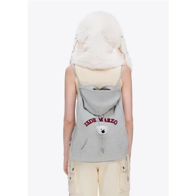 13DE MARZO Doozoo Faux Hoodie String Bag Grey