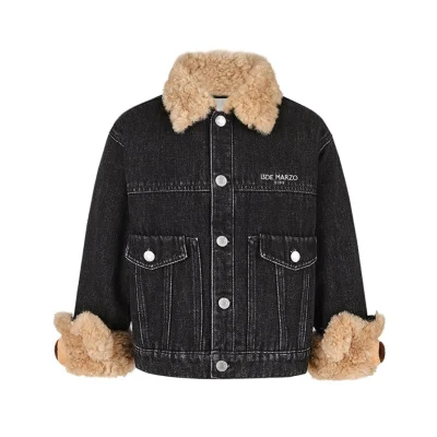 13DE MARZO BabyBear Cuffed Denim Jacket Black