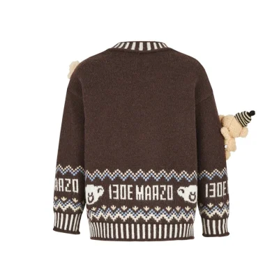 13DE MARZO BabyBear Fair Isle Knit Sweater Brown - Image 6