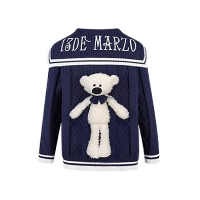 13DE MARZO Sailor Knitted Cardigan Navy Blue