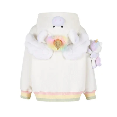 13DE MARZO Unicorn BabyBear Hoodie White - Image 6