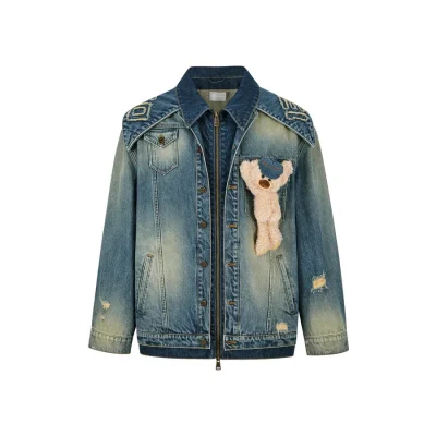 13DE MARZO Double Collar Denim Coat Blue