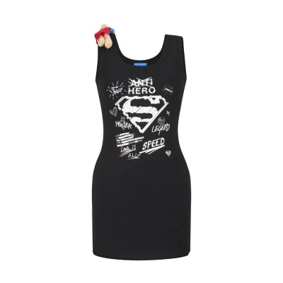 13DE MARZO Superman Bear Bodycon Dress Black