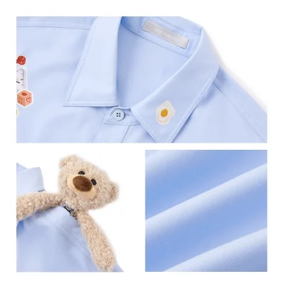 13DE MARZO Bear Stickers Shirt Blue - Image 6