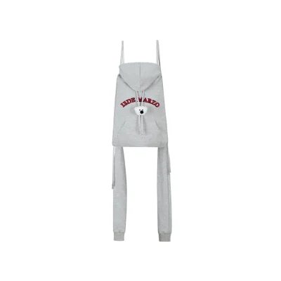 13DE MARZO Doozoo Faux Hoodie String Bag Grey