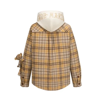 13DE MARZO Doozoo Checked Hooded Jacket Yellow - Image 6