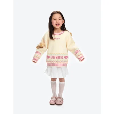 13DE MARZO BabyBear Fair Isle Knit Sweater Beige - Image 3