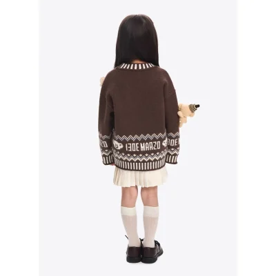 13DE MARZO BabyBear Fair Isle Knit Sweater Brown - Image 5