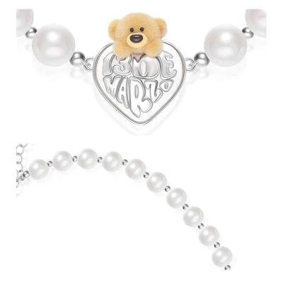 13DE MARZO Bear Heart Pearl Chain Silver - Image 6