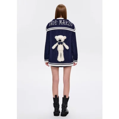 13DE MARZO Sailor Knitted Cardigan Navy Blue - Image 4